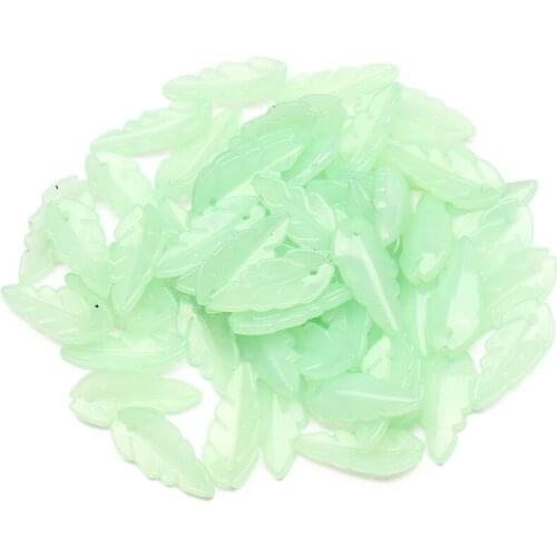 50/100pcs Light Green Leaf Shape Acrylic Beads 24x10mm Loose Spacer Bead For Jewelry Making DIY Necklace Bracelet Accessories