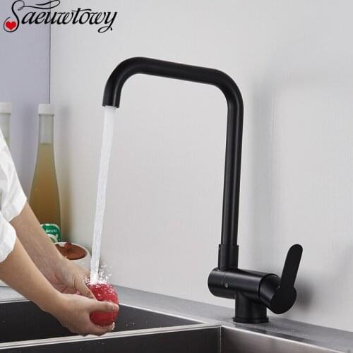 Black 360 °Folding Rotatable Kitchen Faucet Basin Faucet Hot And Cold Water Outlet Deck Installation Kitchen Tap kitchen Crane