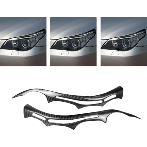 For BMW 5 Series E60 2004-2010 Carbon fiber headlight eyebrow, headlight decoration bright strip Car Accessories 2 pieces