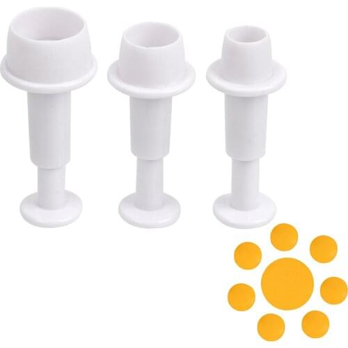 HILIFE Chocolate Cookie Mould Sugarcraft Cutter Round Shape Plunger Fondant Mold 3pcs/set Cake Decorating Tools DIY