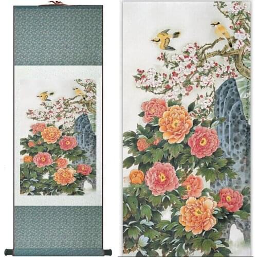 Birds and flowers Painting Home Office Decoration Chinese scroll painting birds paintingPrinted painting