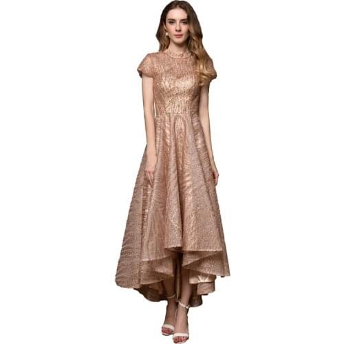 Milomi.CP Asymmetrical O-Neck Short Sleeve Prom Party Dresses Robe de soiree Abendkleider Vestido longo festa Dresses 28383