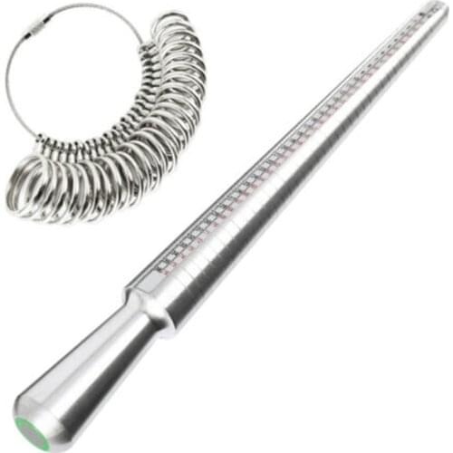 24.5*2.5cm Metal Ring Sizer Set Measuring Ring Mandrel Sizer Finger Sizing Measuring Stick Ring Jewelry Tool Set