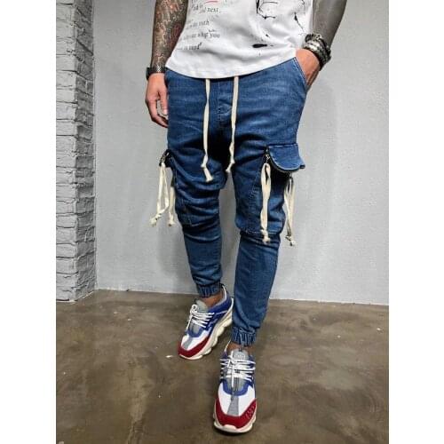 2021 New Classic Style Men Brand Jeans Mens Jeans Casual Running Zipper Stylish Slim Jeans Pants Joggers Masculino High Quality