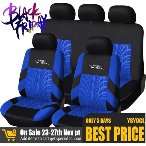 New 3Colours Auto Track Detail Style Car Seat Covers Set Polyester Fabric Universal Fits Most Cars Covers Car Seat Protector