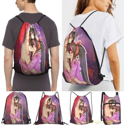 Creepypasta Jeff The Killer And Nina The Killer Casual Travel Sports Gym Bag Waterproof Drawstring Backpack Training Fitness Bag