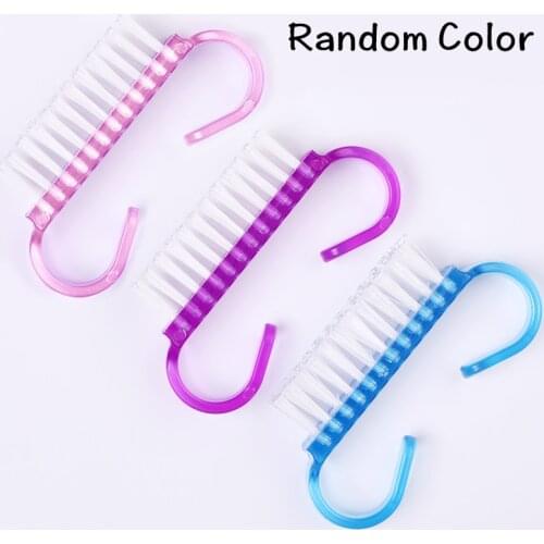 1PC UV Gel Drawing Brushing Nail Brush Cleaning Remove Dust Powder Plastic Cleaner Nail Art Manicures Care Tool Random Color