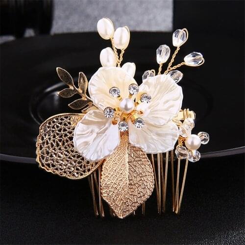 Vintage Ocean Series Shell Wedding Hair Comb Pearl Prom Crystal Bride Headpiece Accessories Jewelry For Women