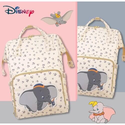 Disney Dumbo USB Diaper Bag Waterproof Backpack Maternity Beige Cute Travel Mummy Bag Baby Bags Large Capacity Multifunction Bag