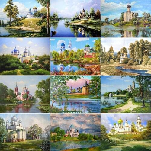 XUEQIXIAOZU Full Round Castle Scenery Series Diamond Embroidery 5D DIY Diamond Painting Mosaic Home Decoration Gifts 2020 New