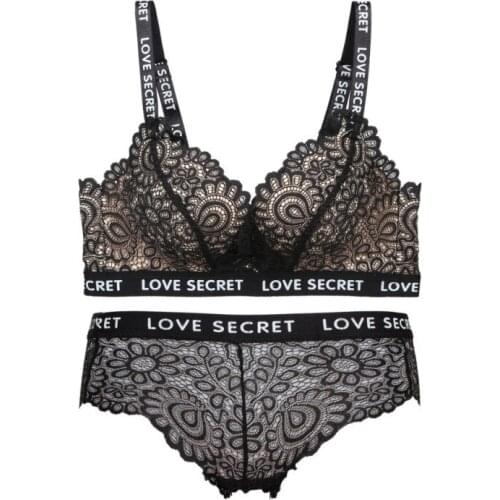 Women Top Sexy Underwear Set Cotton Push Up Bra and Panty Set 3/4 Cup Black White Green Lace Lingerie Set Women Deep V Brassiere