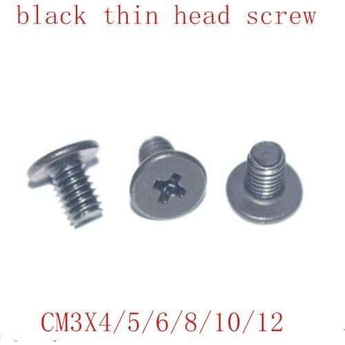1000pcs CM4 type M4*4/5/6/8/10/12 steel with black CM low thin short head screw Large Flat Head Cross Thin Edge Flat Screw