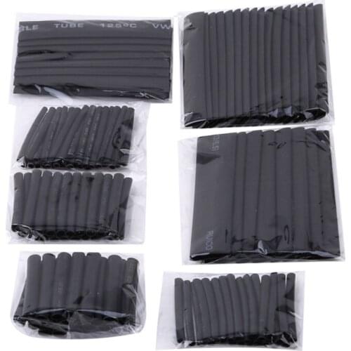127pcs Black 7 Sizes Assorted Bagged flame-retardant Heat Shrinkable Tube Combination Sets Car Accessories