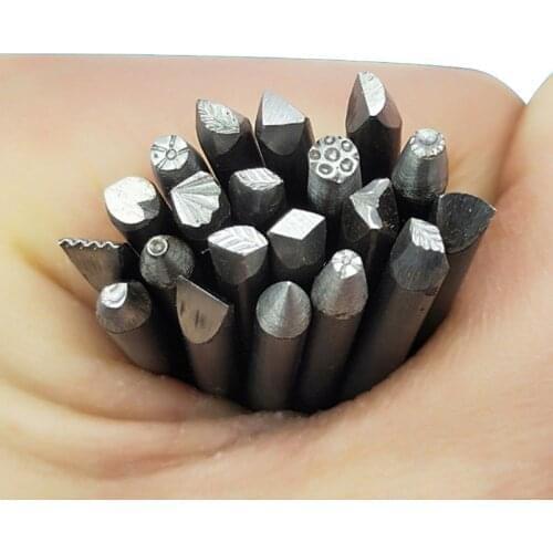 20 Pcs Steel Punches Flower Punch Stamp Set Jewelry Metal Craft Stamping Tools