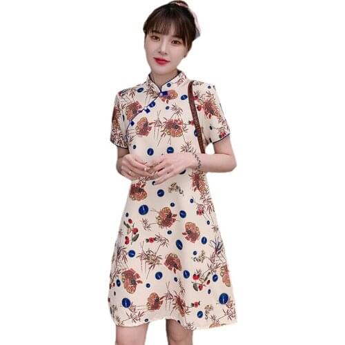 2021 4XL 3XL XXL Elegant Summer Casual Party Fashion Modern Cheongsam Dress Women Short Sleeve Qipao Traditional Chinese Clothes