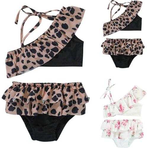 2021 New Floral Printed Swimwear Newborn Baby Kids Girls Swimsuit Swimming Set Bikini Summer Tops+Shorts Beach Bikini Swimsuit