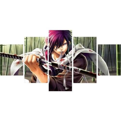5 Panels Anime Manga Samurai Figure Katana Pictures Posters Wall Art Canvas Painting for Home Decor Living Room Decor