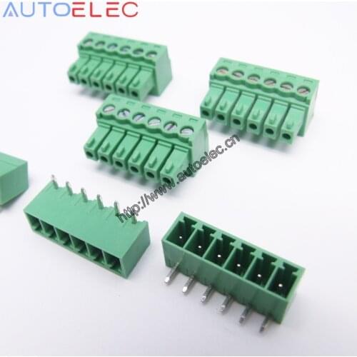 50sets 6pin Pitch3.50mm PCB Plug-in Terminal Blocks connector male and female right angle pin for PHOENIX Tyco Weidmuller
