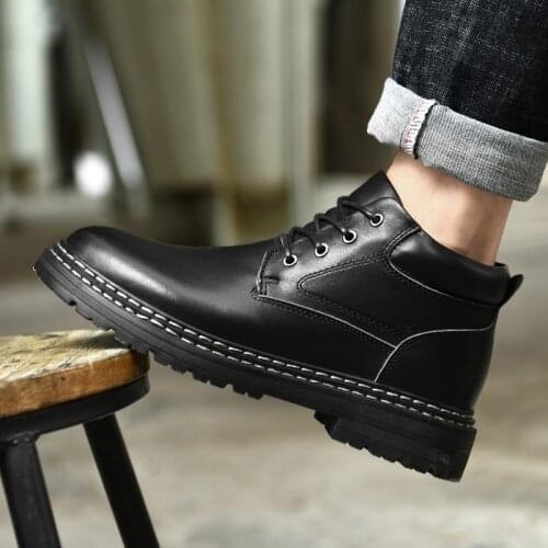 High Quality Genuine Leather Winter Ankle Boots Luxury Brand Men Boots Handmade Gentleman Shoes Motorcycle Boots Warm Snow Shoes