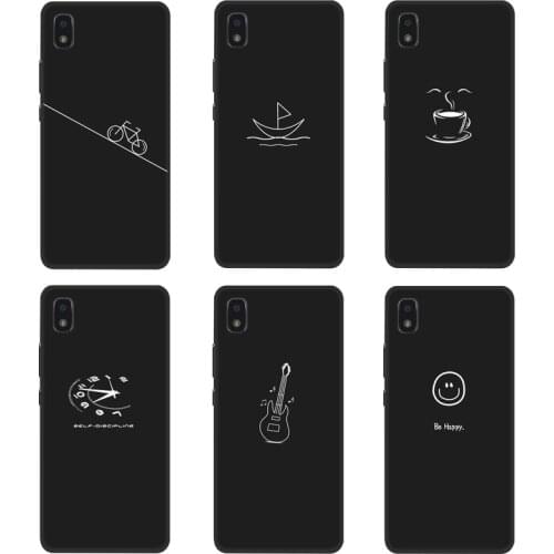 Case For ZTE BLADE L210 Phone Case Back Cover Black Softness Silicone Bumper With White Color printing
