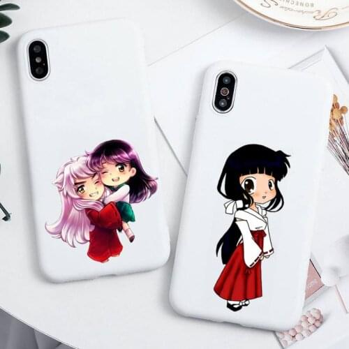 Hot Anime Inuyasha Higurashi Phone Case For iphone 12 11 Pro Max Mini XS 8 7 6 6S Plus X SE 2020 XR Candy white Silicone cover
