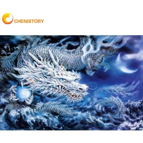 CHENISTORY 5d Diamond Painting Cross Stitch Dragon Full Square/Round Embroidery Animal Mosaic Handicraft Decor For Home 40x50cm