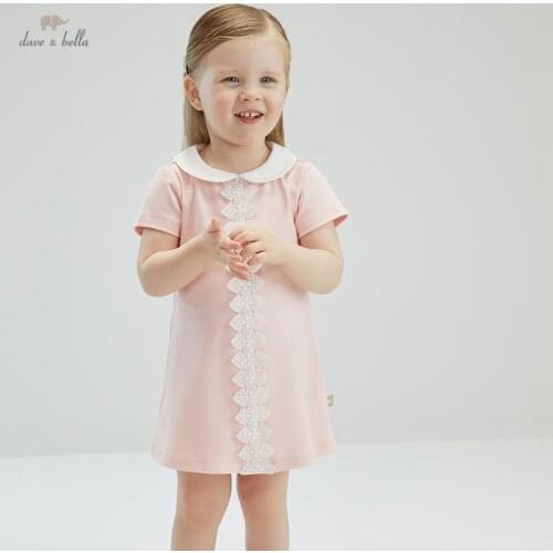 DB18086 dave bella summer baby girls cute floral lace dress children fashion party dress kids infant lolita clothes