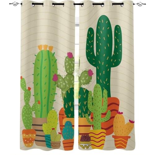 Cactus Plant Succulent Tropical Plant Windows Curtains Living Room Bedroom Kitchen Curtains Children Drapes Window Treatments