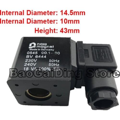 Nass Solenoid Valve Coil 0545 00.1-00 BV5802 24VDC 20W AC220V Inner Diameter 14.5mm,Height 43mm