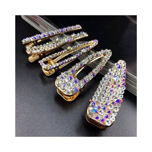 Korean headdress duckbill clip pearl hairpin female rhinestone side clip super flash word clip girl net red jewelry bangs clip