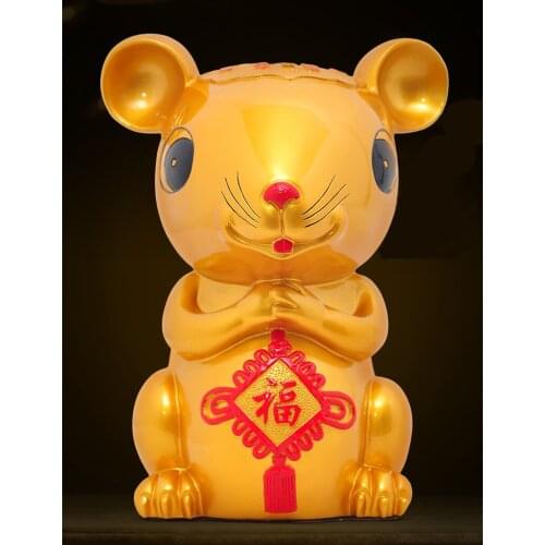 CREATIVE STATUE, CARTOON PIGGY BANK AND ZODIAC MOUSE DECORATION FOR THE NEW YEAR