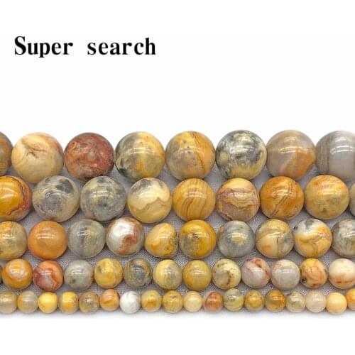 Natural Stone Crazy Agte Round Chalcedony Loose bead4 6 8 10 12MM Diy Charms Bracelet Earrings Beads for Fashion Jewelry Making