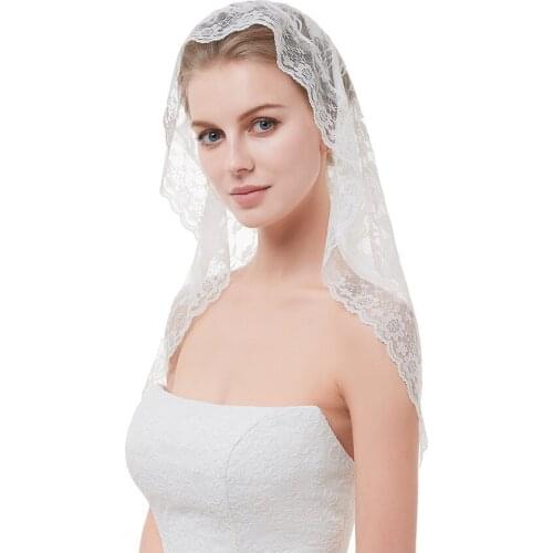Short Style Muslin Wedding Lace Veil Catholic Head Covering
