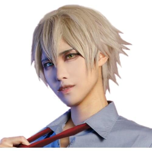Miketsukami Soushi Short Linen Grey Cosplay Wigs Anime Inu x Boku SS Heat Resistance Synthetic Hair Wigs + Wig cap