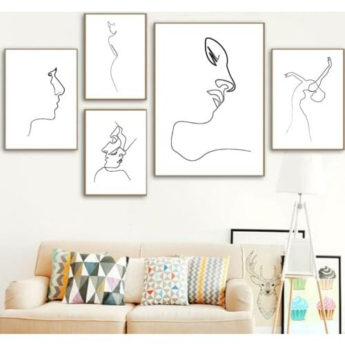 Minimalist White Background Black Line Abstract Canvas Painting Hot Style Wall Picture Posters Living Room Decoration Home Decor