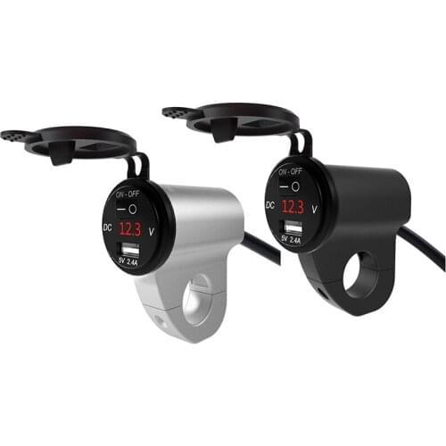 Motorcycle USB Charger Waterproof Mobile Phone Adapter Digital Display Car Fast Charger with Power Off Switch