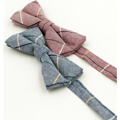 1Piece/lot Fashion Cotton Bow Tie For Men Women Classic Striped Pattern Plaid Bowtie Leisure Polyester Butterfly Cravat