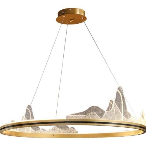 Nordic Minimalist Acrylic Snow Mountain Ceiling Chandelier Geometric Circular Living Room Lobby Bedroom Led Lighting