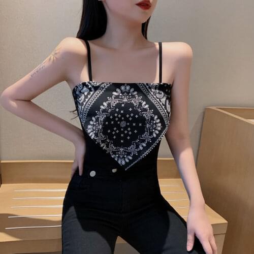 2021New Women vintage paisley print spaghetti strap sexy chic camis tank ladies summer backless sling tops