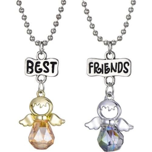 New Childrens Cartoon Fairy Angel Maid Rabbit Crystal Necklace Best Friend Friendship Girls Jewelry Accessories
