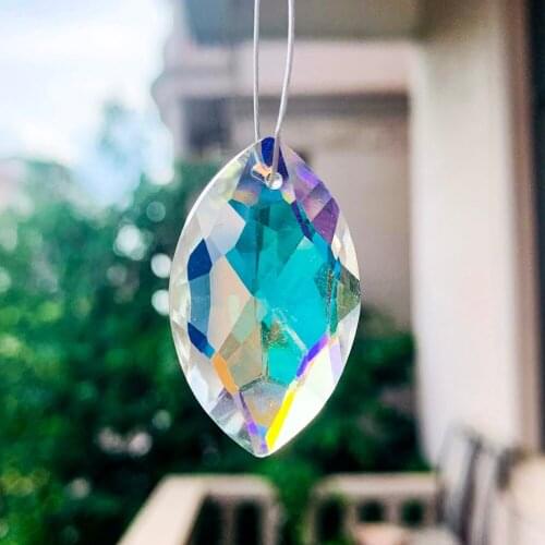 Fire Polished AB Color Horse Eye Diamond Crystal Prism Chandelier Suncatcher DIY Curtain Jewelry Necklace Earring Make Accessory