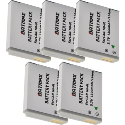 Wholesale 5-Pack NB6L NB-6LH NB-6L Digital Batteries for Canon SX520 HS SX530 SX600 SX610 SX700 SX710 IXUS 85 95 200 210 105