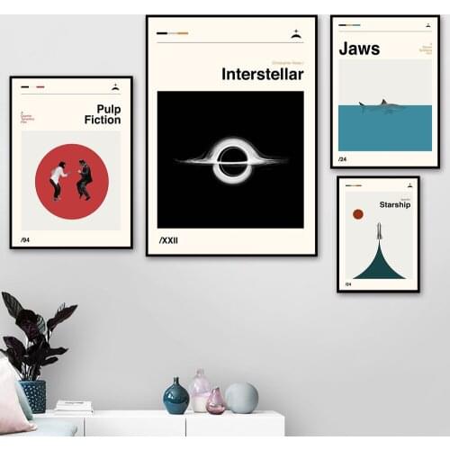 Interstellar Starship Jaws Poster Print Pulp Fiction Mid Century Retro Canvas Painting Abstratc Wall Art Pictures Bedroom Decor