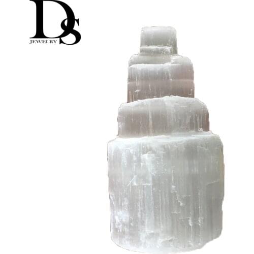 Natural Raw Selenite Rockery Crystal Gemstone Tower Meditation Reiki Healing Mental Clarity Satin Spar Lamp negative energy