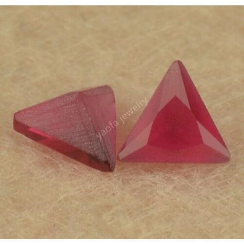 Sale 3x3~10x10mm 5A Deep Rose Red Frosted Bottom Back Right Triangle Shape Brilliant Cut Synthetic Gems Glass Stone Loose Beads