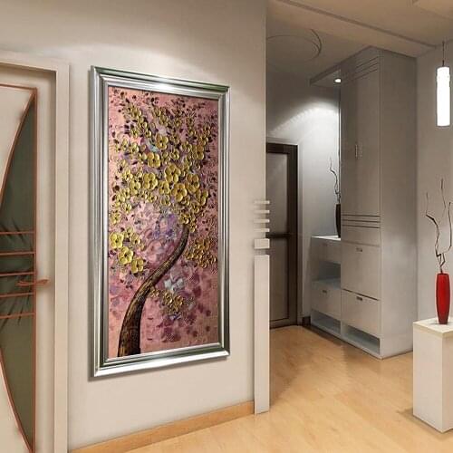 Hand painted Money Tree Palette knife Oil Painting flower Canvas oil Painting Artwork painting For Living Room bedroom decor