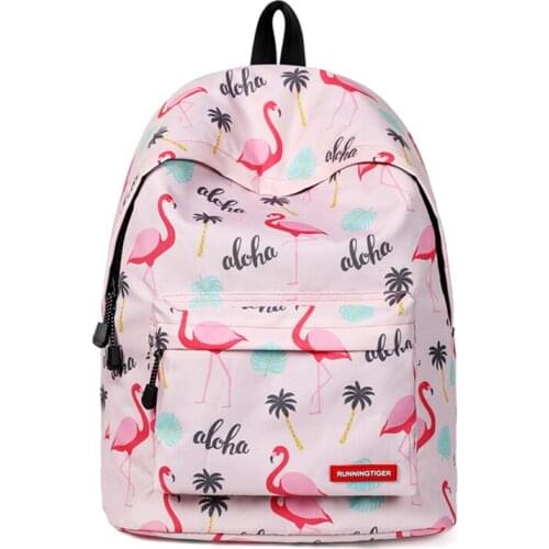 Flamingo Printing Backpack School for Girls Kids 2019 Women Fashion Backpack Bags for College Student Large Capacity Travel Bag