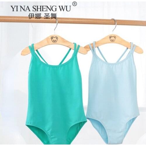 Girls' Dance Clothes Classic Double Sling Leotard Children Cross-back Gymnastics Ballet Dance Practice Clothes Sport Costume