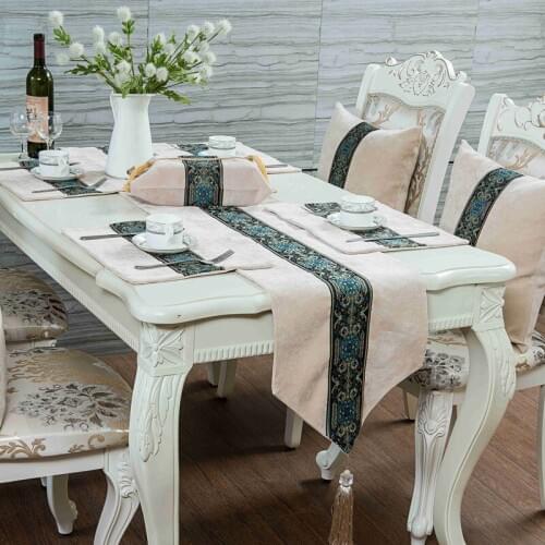 Corduroy Table Flag High-end European Embroidered Tea Table Flag Home Decoration Table Flag Custom