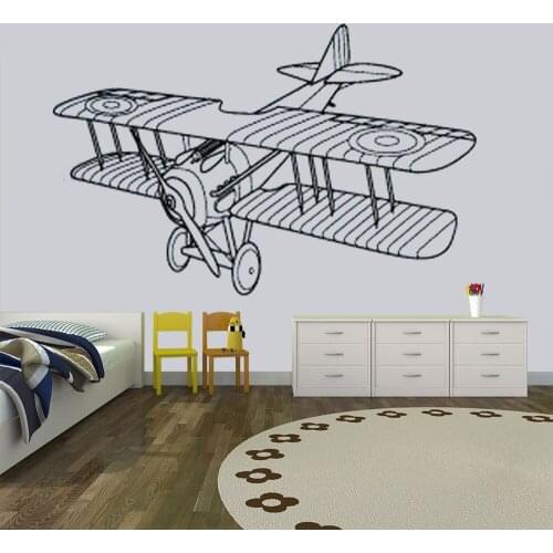 Vinyl Wall Sticker for Kids Girls Room Bedroom decoration Airplane Clouds Sky Cartoon Cute Nursery Decal home decor HY717